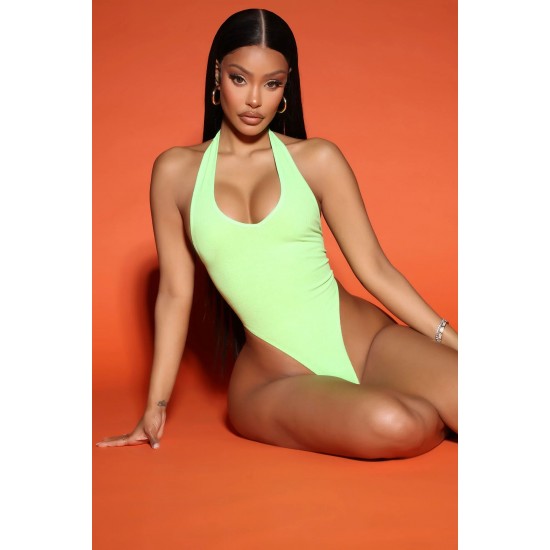 Rosie Halter Bodysuit - Lime