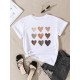 Heart Print Crew Neck Tee