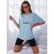 Letter Graphic Drop Shoulder Oversized Tee