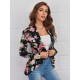 Shawl Collar Hanky Hem Floral Blazer