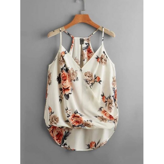 Floral Print High Low Hem Cami Top