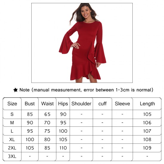 Large size women's new elegant, flared sleeve dress small dress