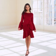 Large size women's new elegant, flared sleeve dress small dress